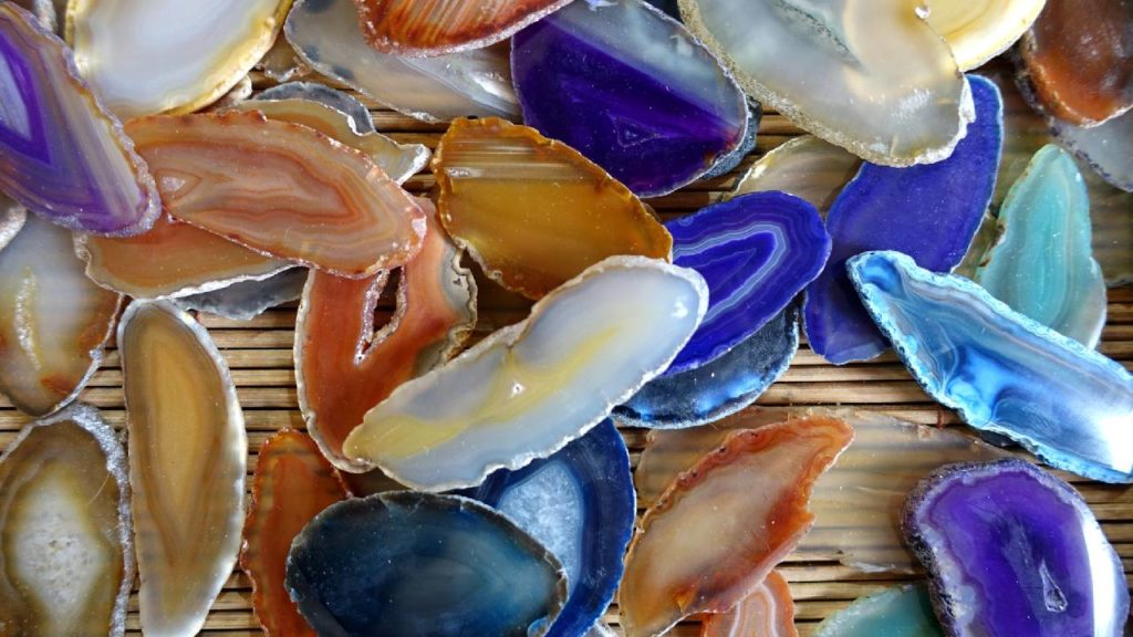 Colored agate stones