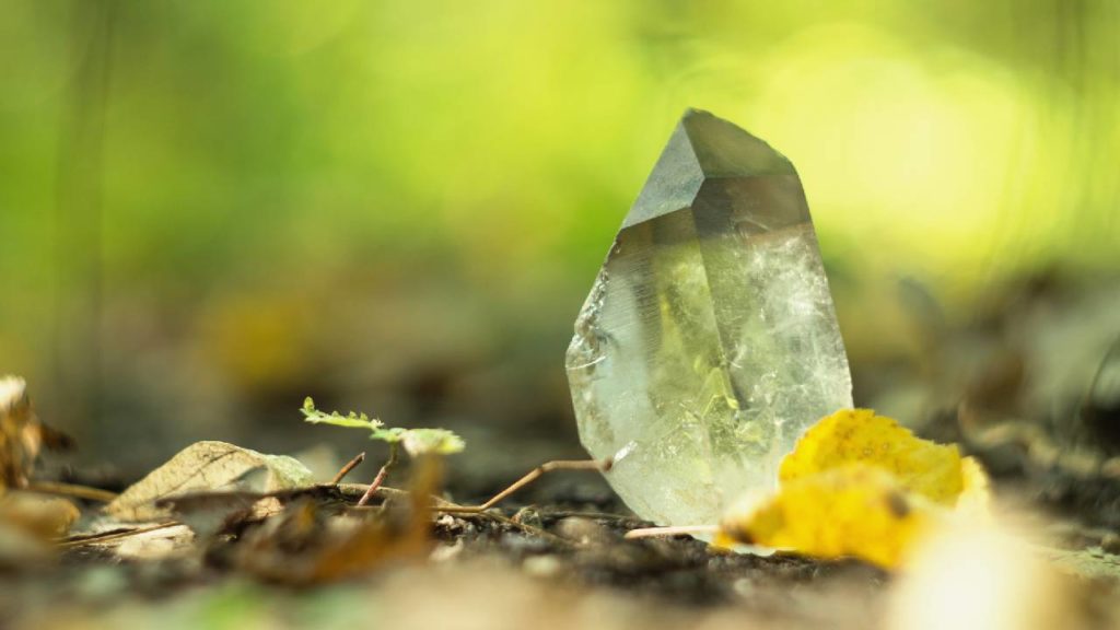 Clear quartz on the ground