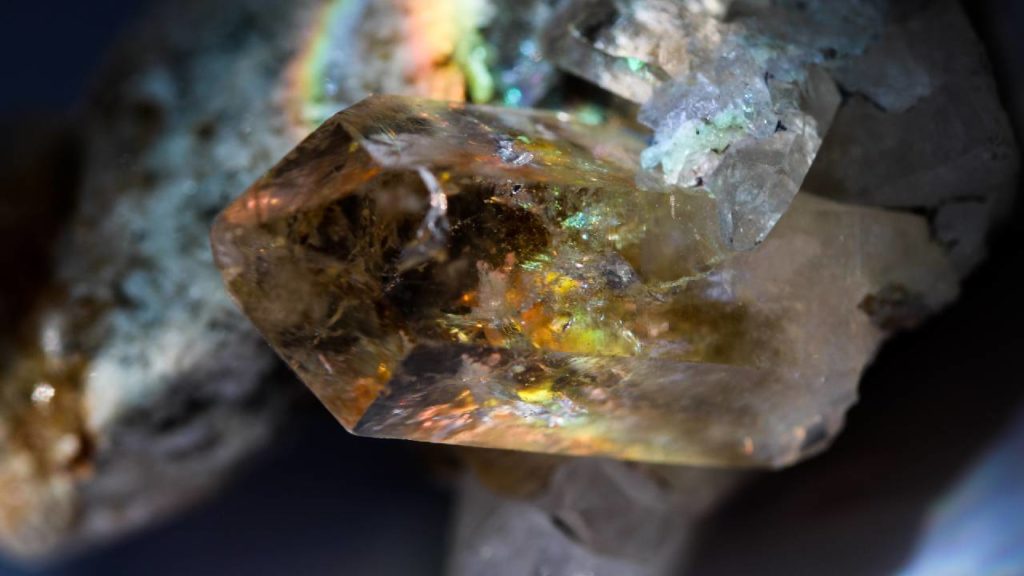 Close up of rough smoky quartz crystal