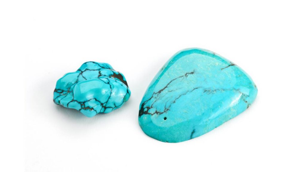 Two polished turquoise stones