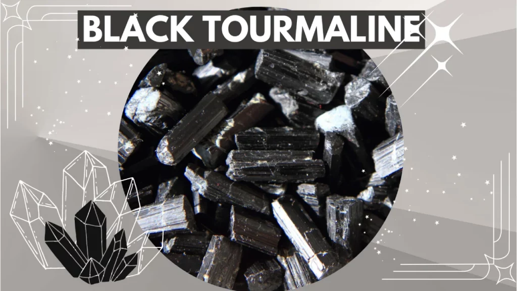 Close up of black tourmaline stones