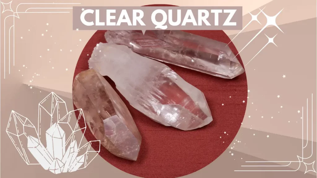 Three rough clear quartz crystals