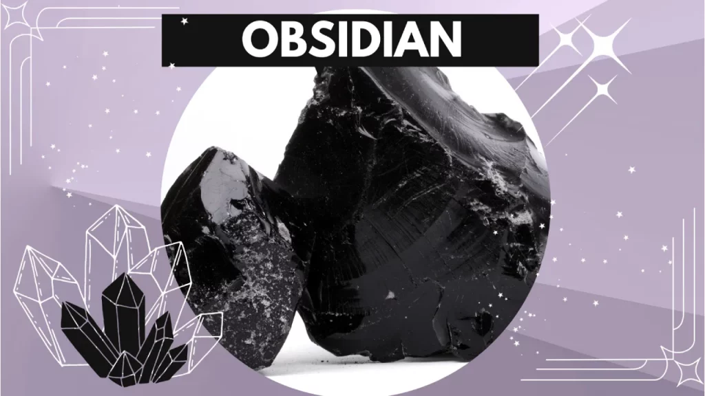 Rough obsidian stone