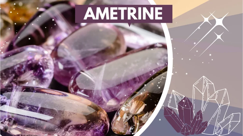 Polished ametrine stones