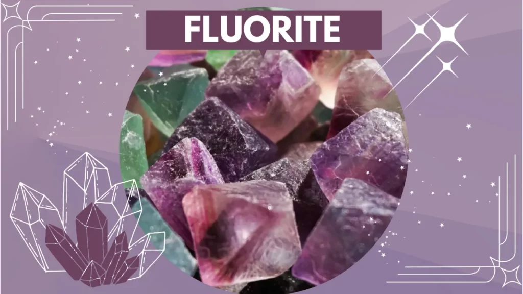 Purple and green rough fluorite crystals