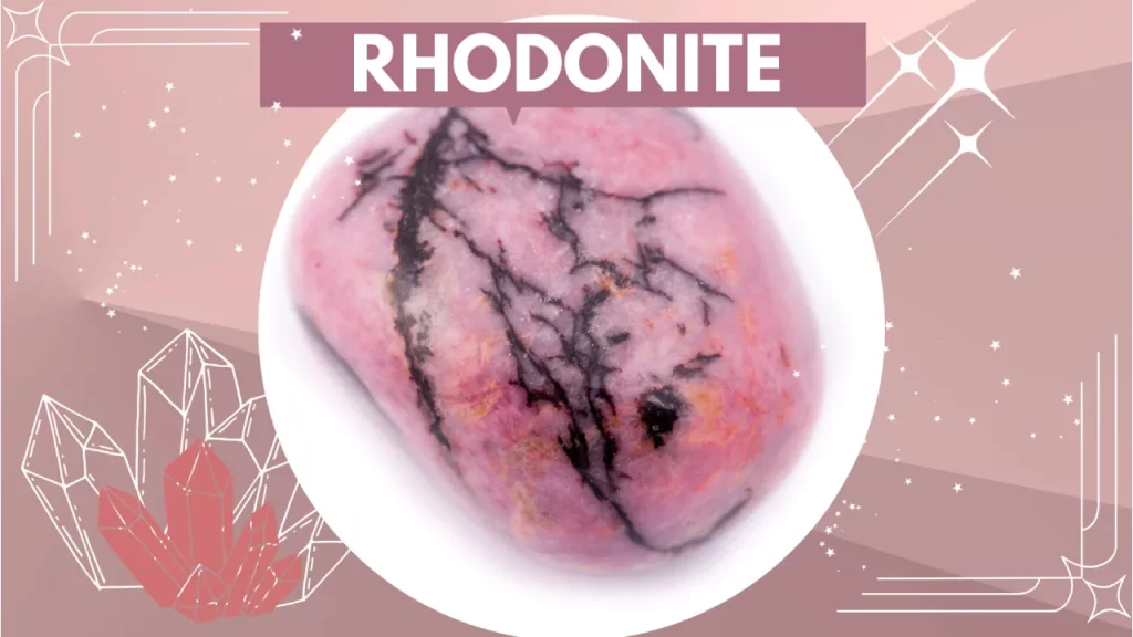 Polished rhodonite stone