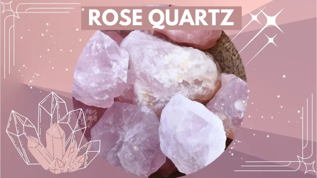 Rough rose quartz stones