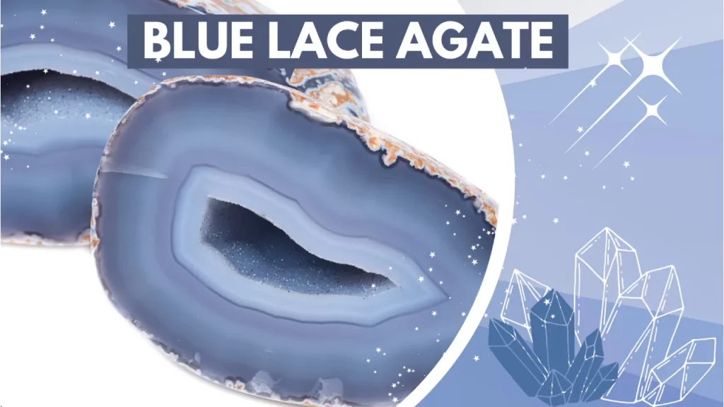 Blue lace agate stone halves