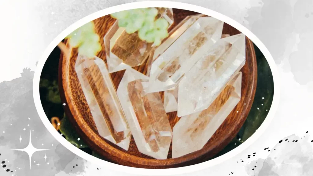 Bowl of clear quartz crystal points